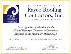 Ventura Chamber of Commerce Recognition Certificate